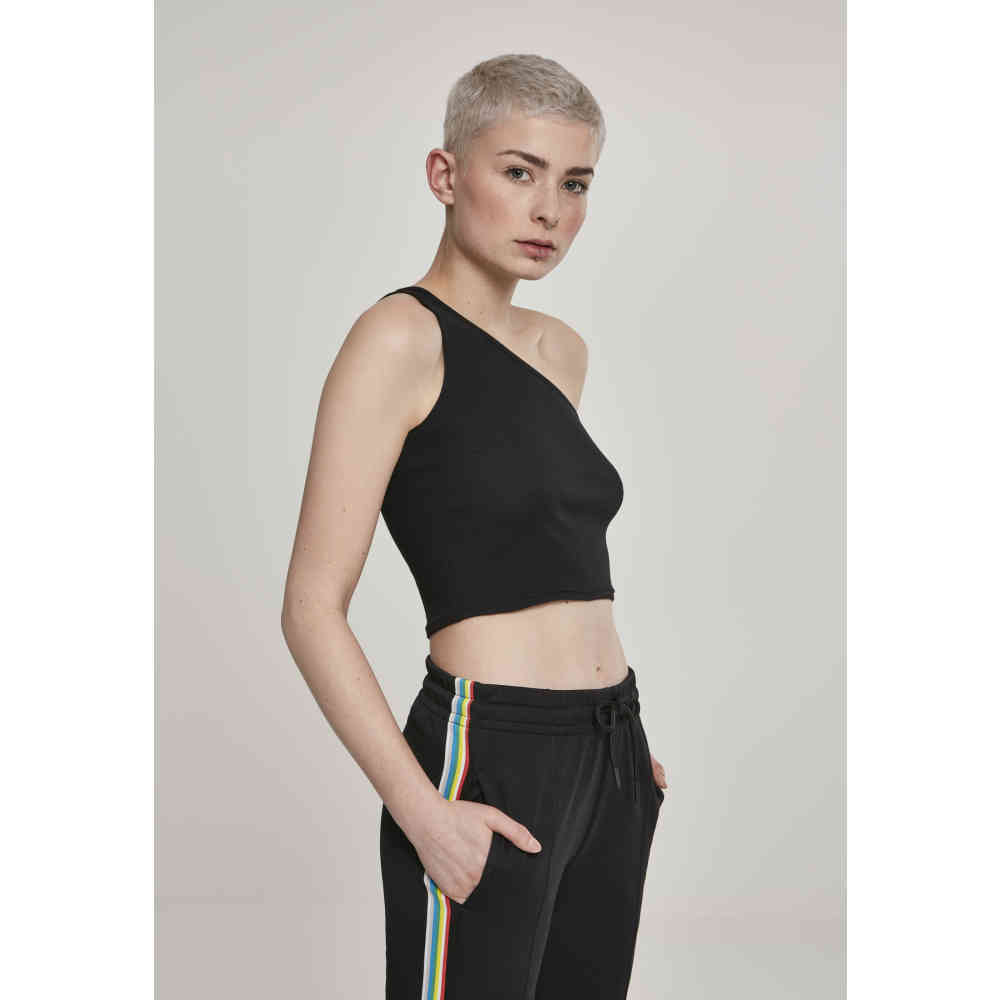 Urban Classics - Asymmetric Crop top - Schwarz